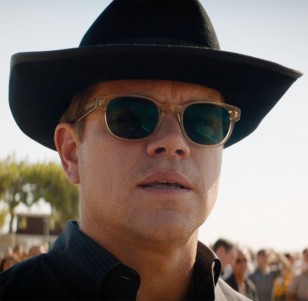 The sunglasses worn by actor Matt Damon in Ford v. Ferrari are Entourage of 7 Beacon sunglasses.