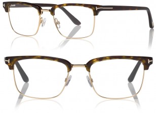 Tom Ford Half Rim Optical FT5504, 052 Dark Havana and Gold