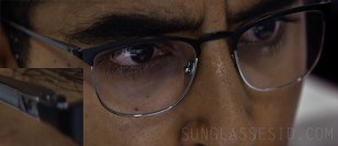 The eyeglasses worn by Dev Patel have a V logo on the side of the temples