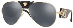 Versace Medusa VE2150Q C62 Leather-Wrap Aviator Sunglasses