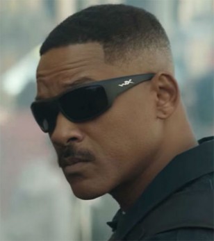 Will Smith wears matte black Wiley X Omega sunglasses in the 2017 Netflix film Bright.